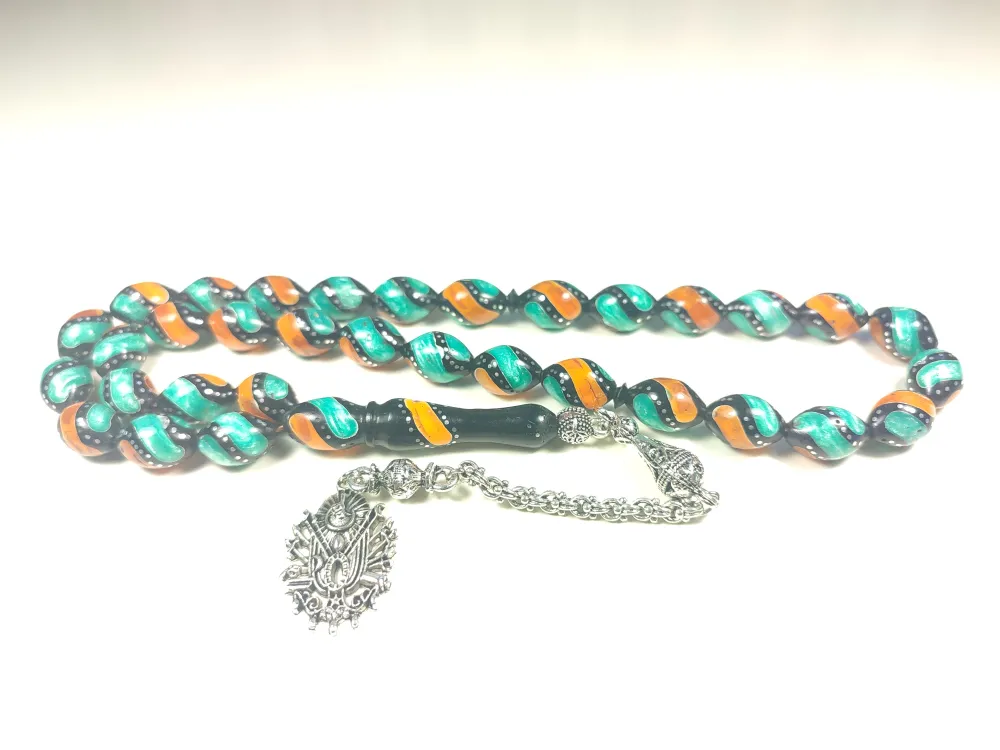 925 Ayar Gümüş Çakımlı Mi̇ne Ve Kehri̇bar Taşlı İri̇ Boy Kuka küçük resim 2