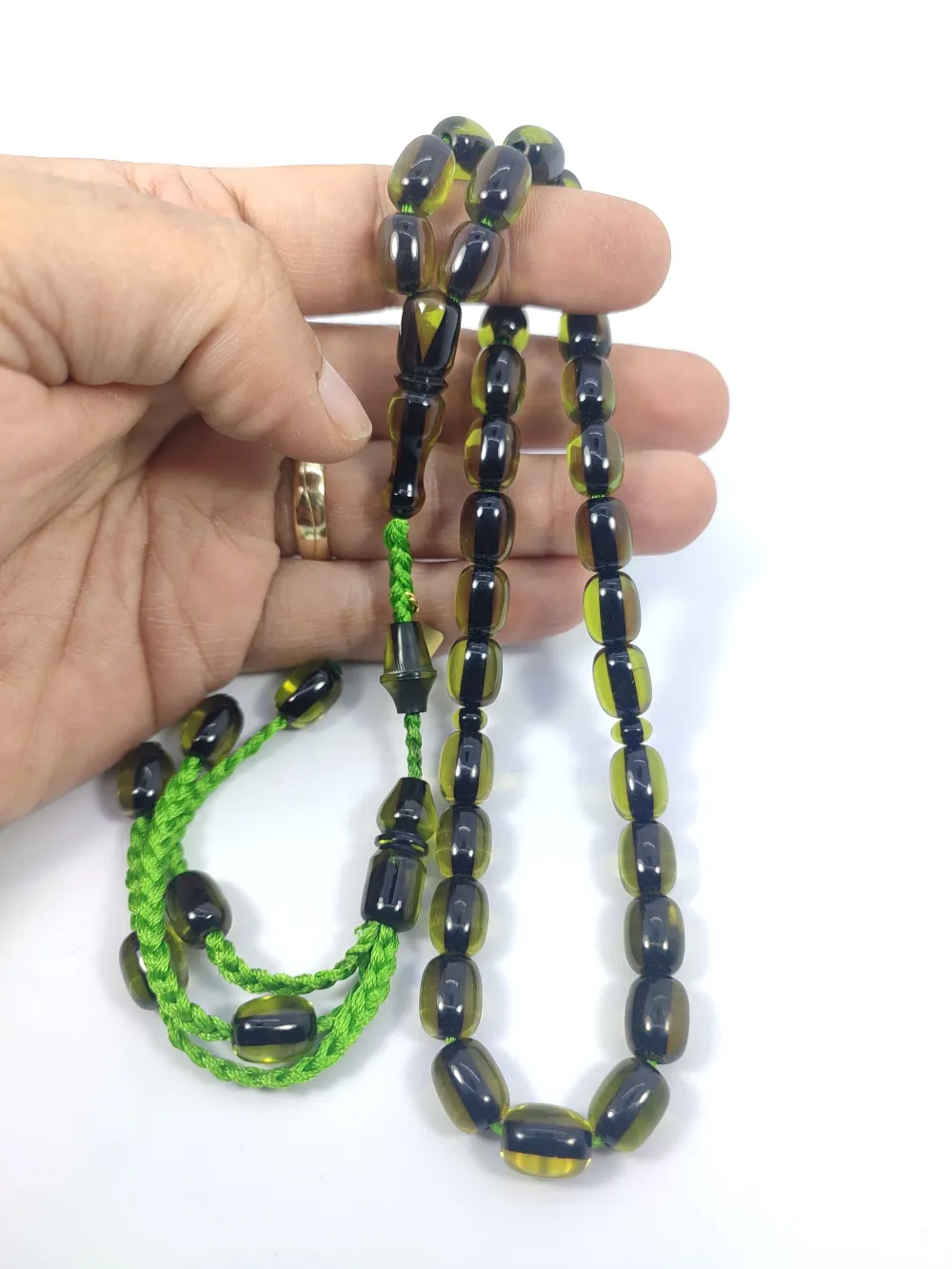 Junai̇d Hasan Usta İmzalı 12 Kat İpe Di̇zi̇lmi̇ş Eski̇ Usul Ateş-İ Kehri̇bar küçük resim 5