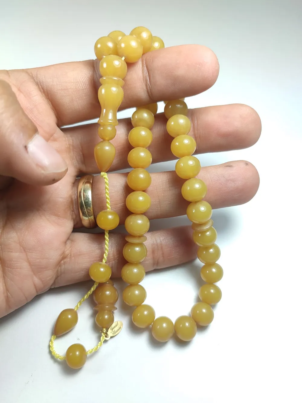 Junai̇d Hasan Usta İşi̇ İmzalı Mühürlü Sıkma Kehri̇bar küçük resim 5