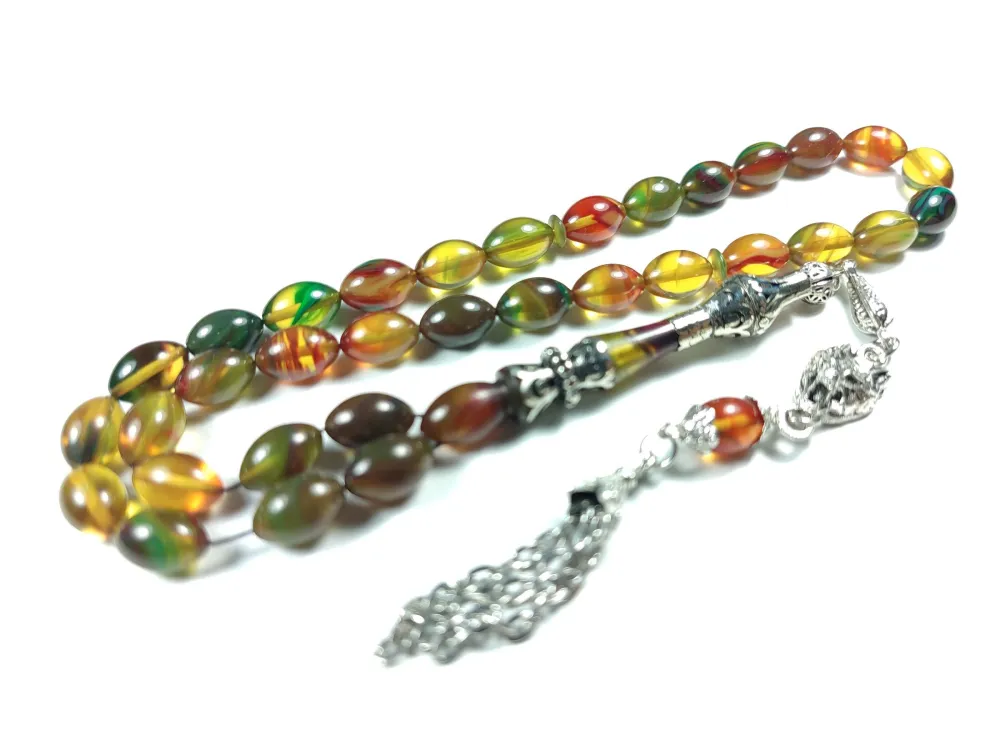 Kurt Başlı Alman Gümüş Püskül Nakkaş İmame Ateş Kehri̇bar küçük resim 3