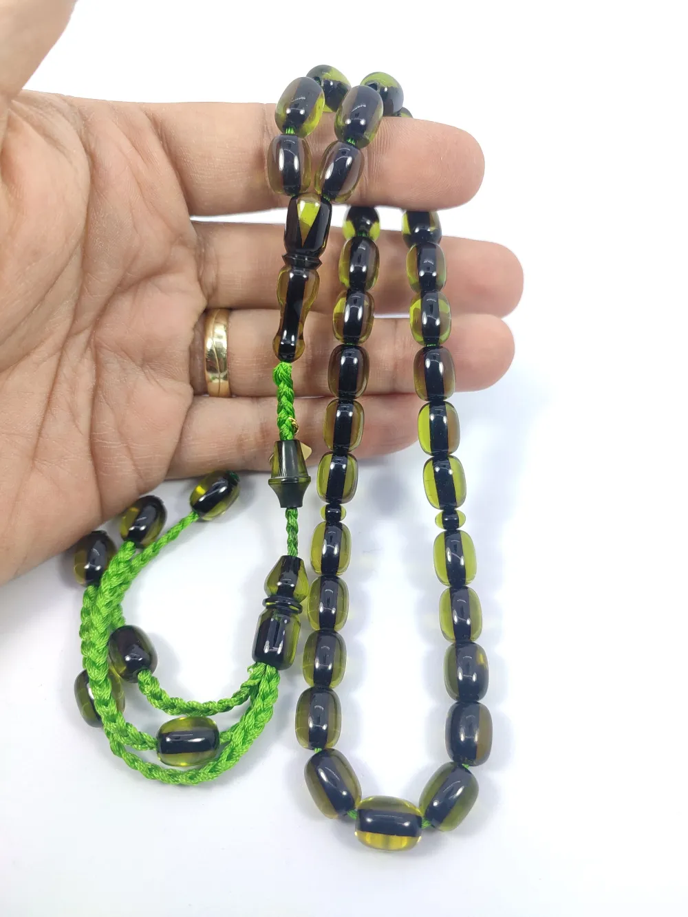 Junai̇d Hasan Usta İmzalı 12 Kat İpe Di̇zi̇lmi̇ş Eski̇ Usul Ateş-İ Kehri̇bar küçük resim 4