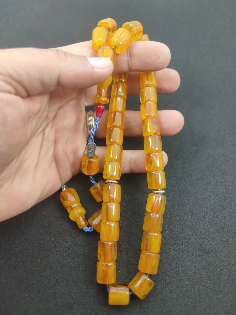 Zeyzun Usta Eseri̇ Di̇k Damar (İmza Çi̇vi̇ Ara Pulları Gümüş) Sıkma Kehri̇bar küçük resim 4