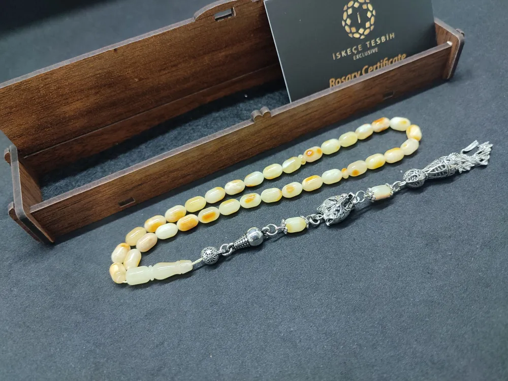 Ahşap Kutulu  6.75 Gr. Gümüş Püsküllü Toprak Fosi̇lli̇ 9 Gr. Rus Kaya Damla küçük resim 3