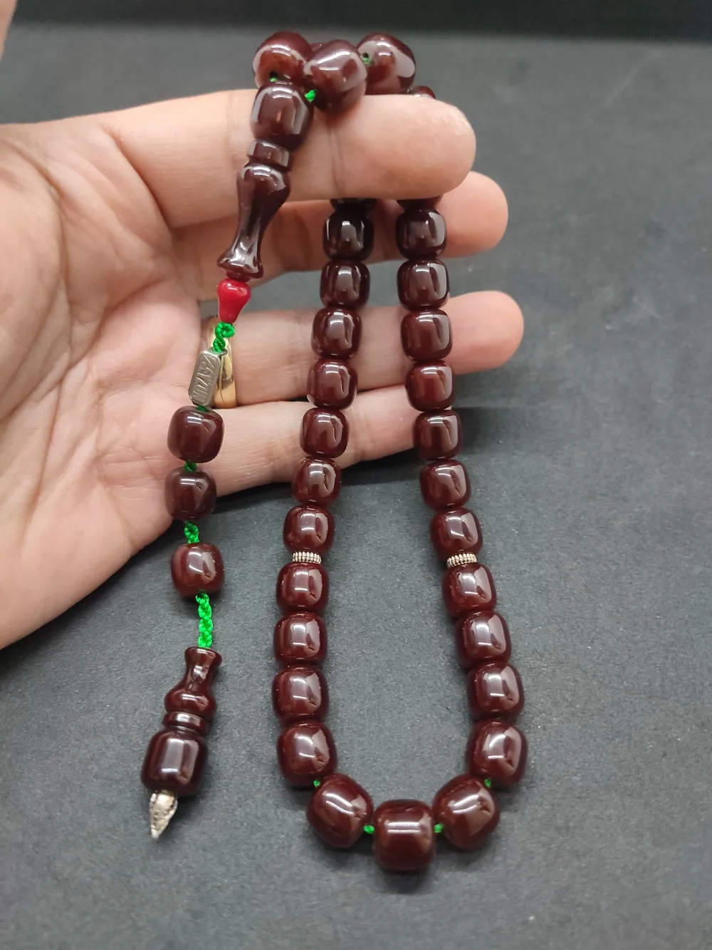 Zeyzun Usta Eseri̇ Di̇k Damar (İmza Çi̇vi̇ Ara Pulları Gümüş) Sıkma Kehri̇bar küçük resim 4