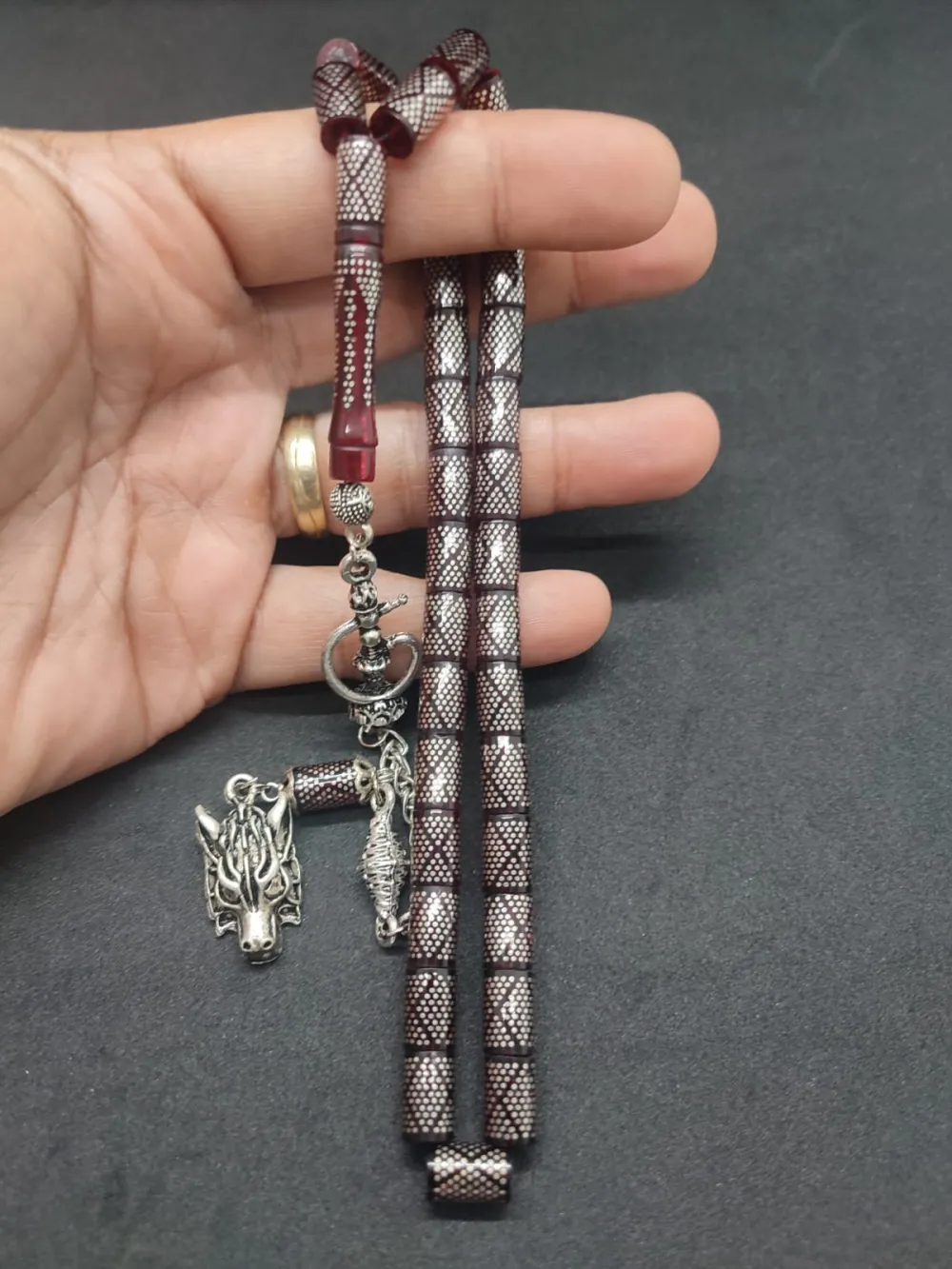 Emrah Baran Usta İşi̇  1000 Ayar Gümüş Çakımlı (10.000 Çakım) Ateş-İ Kehri̇bar küçük resim 3