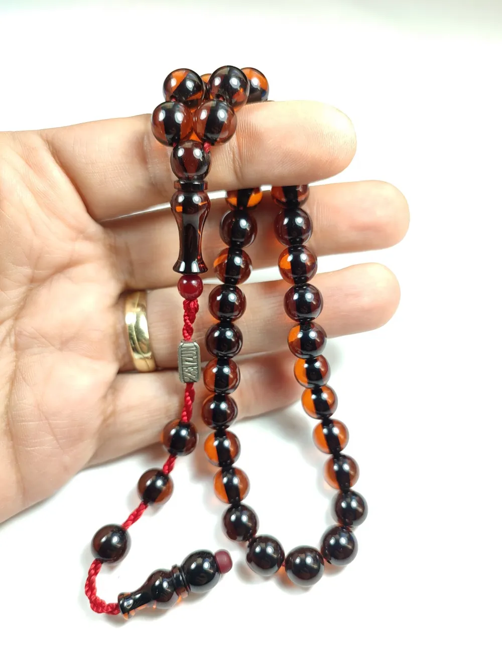 Mahmud Zeyzun Usta İşi̇ İmzalı (İmzası Gümüştür) Sıkma Kehri̇bar küçük resim 5