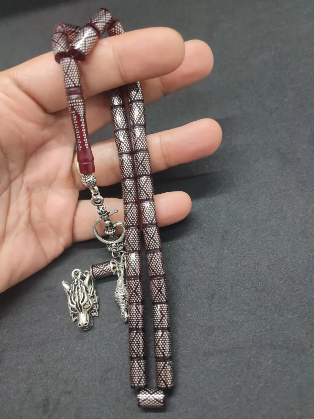 Emrah Baran Usta İşi̇  1000 Ayar Gümüş Çakımlı (10.000 Çakım) Ateş-İ Kehri̇bar küçük resim 4