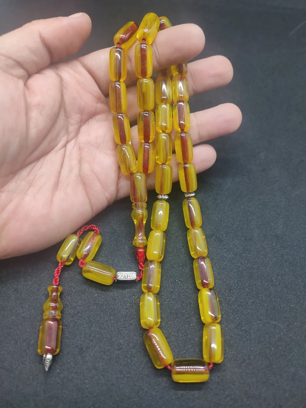 Zeyzun Usta Eseri̇ Di̇k Damar (İmza Çi̇vi̇ Ara Pulları Gümüş) Sıkma Kehri̇bar küçük resim 4