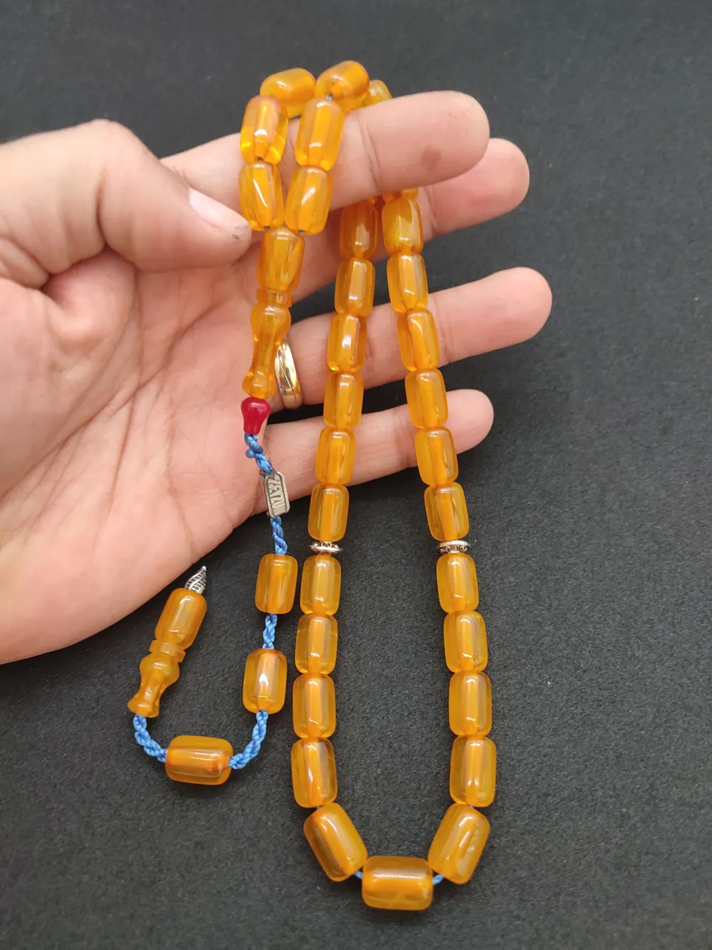 Zeyzun Usta Eseri̇ Di̇k Damar (İmza Çi̇vi̇ Ara Pulları Gümüş) Sıkma Kehri̇bar küçük resim 4