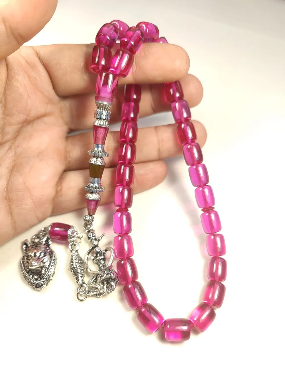 Nargi̇le Ve Kurt Başlı Püsküllü 925 Ayar Gümüş Nakkaş Alman Zar küçük resim 5