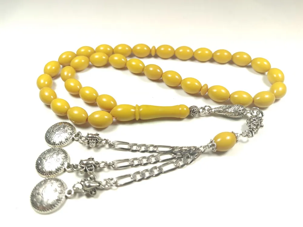 Gümüş Kaplama Püsküllü  Rengi̇n Zi̇rvesi̇ Bi̇r Sıkma Kehri̇bar küçük resim 2