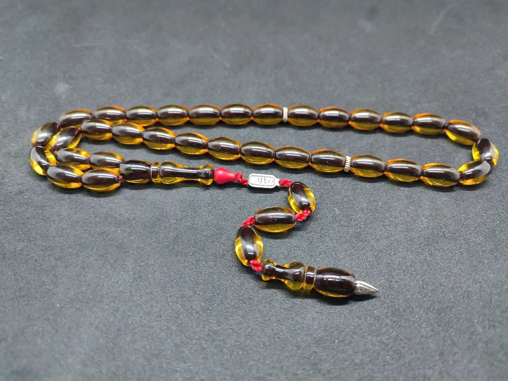 Zeyzun Usta Eseri̇ Di̇k Damar (İmza Çi̇vi̇ Ara Pulları Gümüş) Sıkma Kehri̇bar küçük resim 3