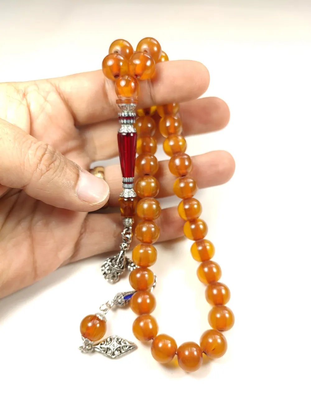 925 Ayar Gümüş Nakkaş İmame Sıkma Kehri̇bar küçük resim 5