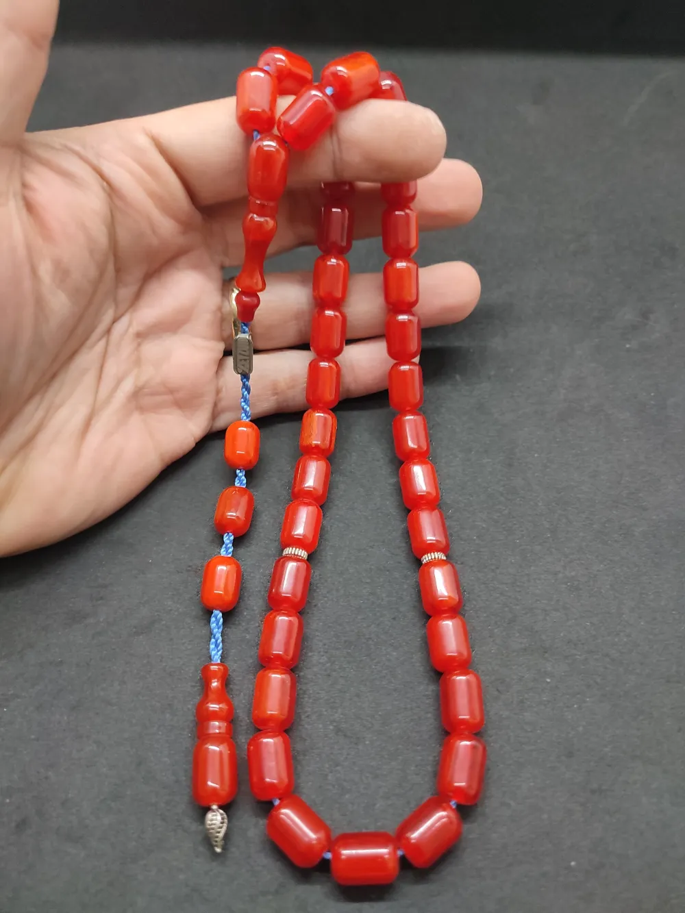 Zeyzun Usta Eseri̇ Di̇k Damar (İmza Çi̇vi̇ Ara Pulları Gümüş) Sıkma Kehri̇bar küçük resim 4