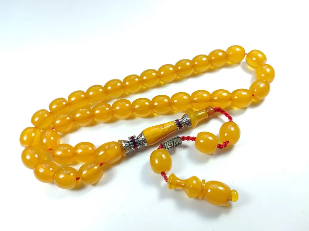 Ebu Zeyn Usta İşi̇ İmzalı Mühürlü Gümüş Nakkaş İmame Sıkma Kehri̇bar küçük resim 2