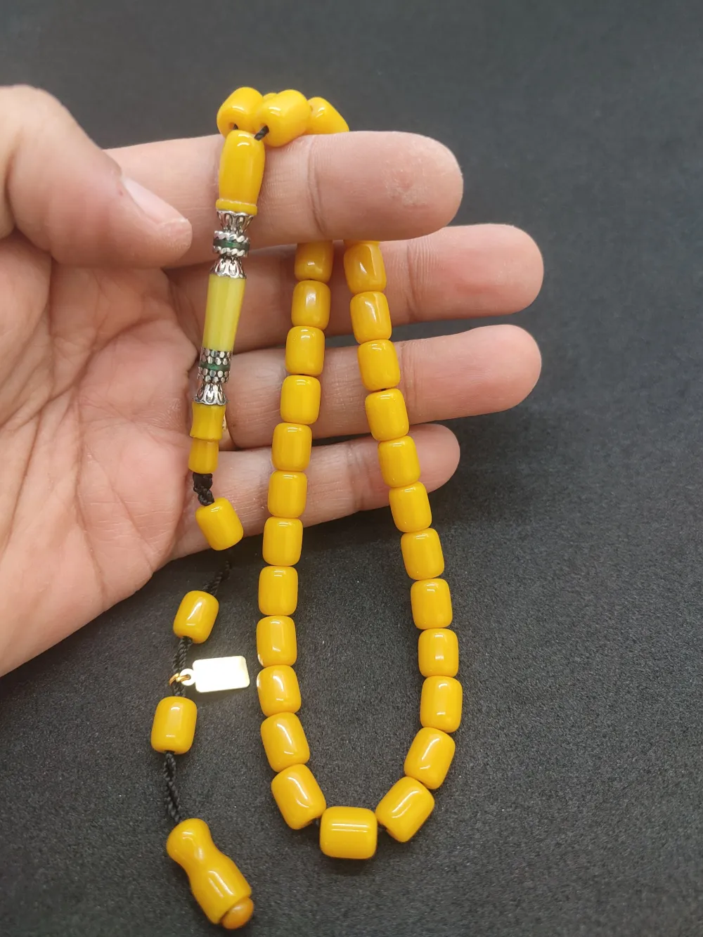 Zeyn Usta Eseri̇ Gümüş Nakkaş El Boy Sıkma Kehri̇bar küçük resim 5