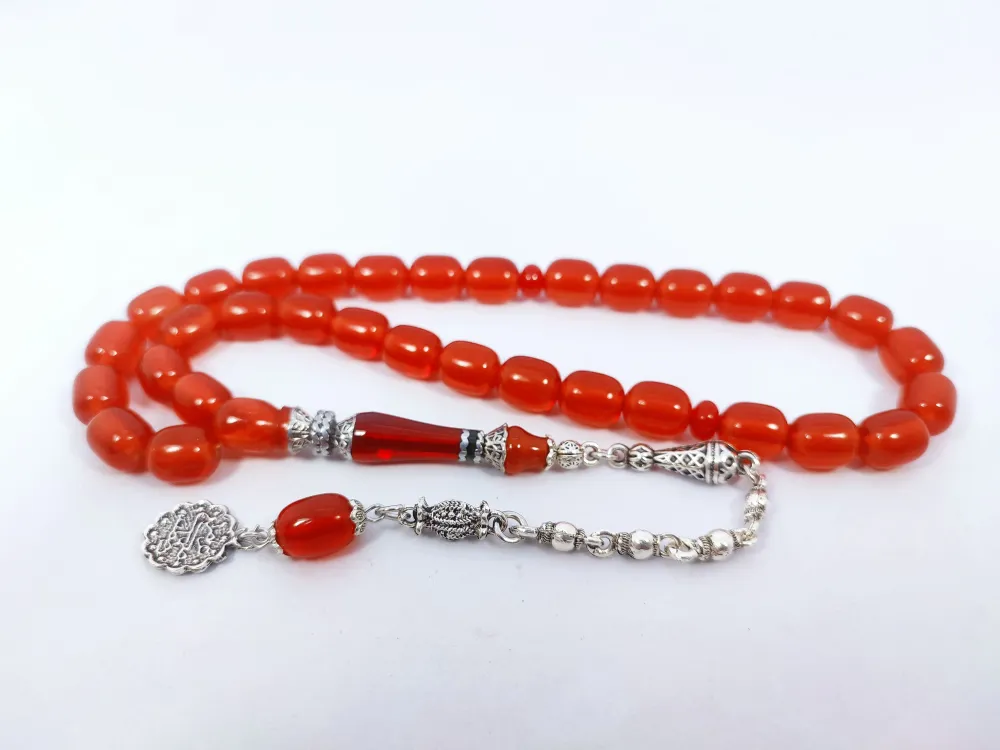 925 Ayar Gümüş Nakkaş Çi̇ft Kat Torna Çi̇ft Ci̇lalı Ateş-İ Kehri̇bar küçük resim 2