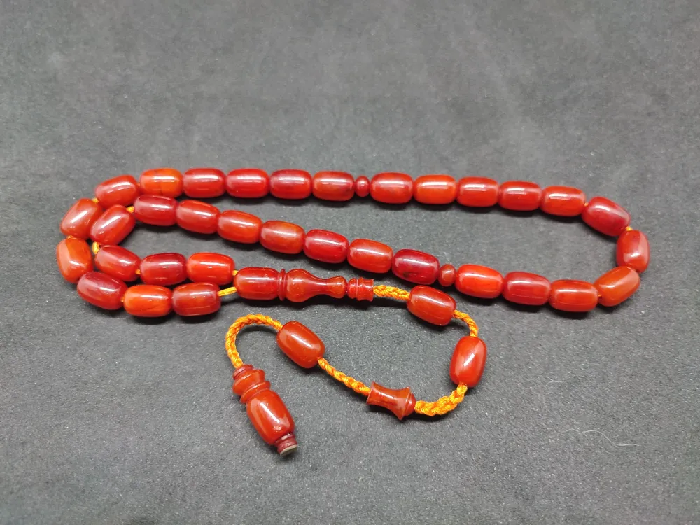 İsa Balkaya Usta Eseri̇  Eski̇ Usul Kat Kat İpe Di̇zi̇li̇ Eski̇ Sıkma Kehri̇bar küçük resim 2