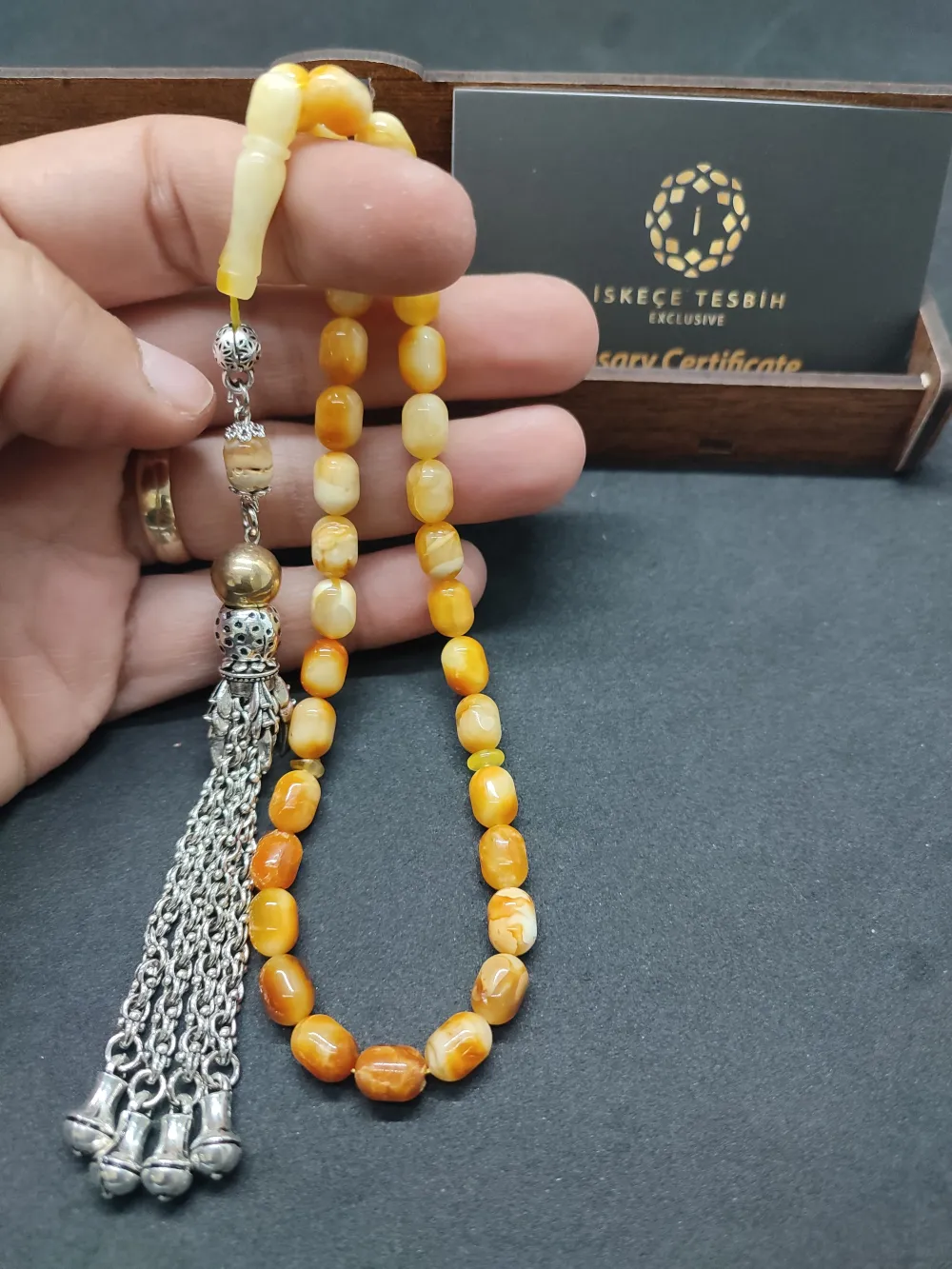 Ahşap Kutulu  6.75 Gr. Gümüş Püsküllü Toprak Fosi̇lli̇ 11.20 Gr. Rus Kaya Damla küçük resim 5