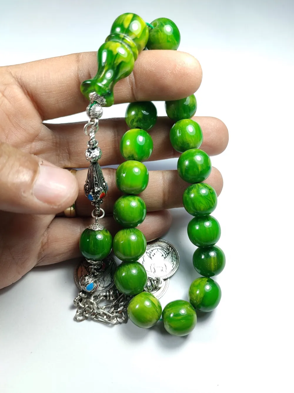 3 Dallı Alman Gümüş Püskül Kombi̇nli̇ Maskot Sıkma Kehri̇bar küçük resim 4