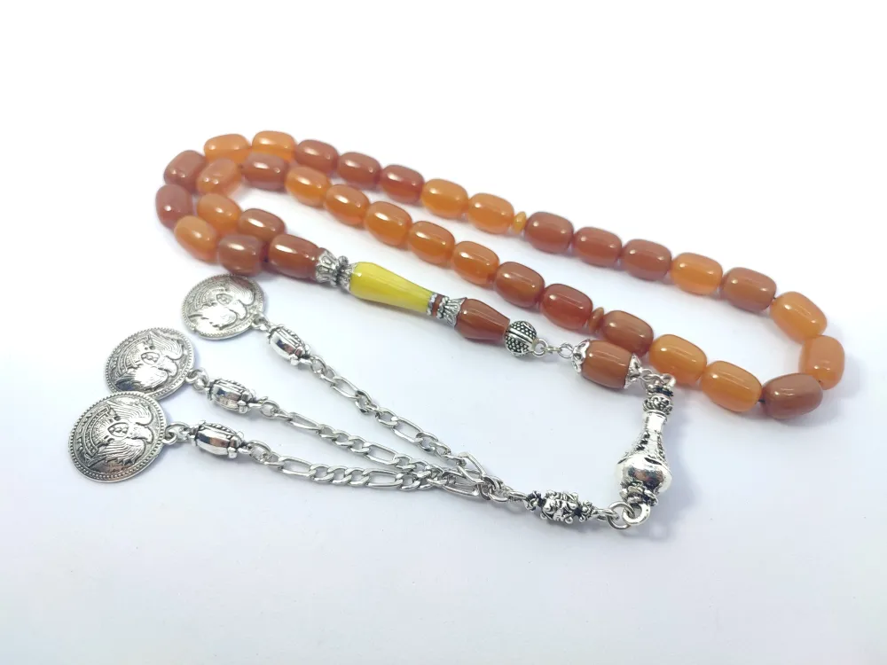 Şevket Alkan Usta İşi̇ 925 Ayar Gümüş Nakkaş İmame  Sıkma Kehri̇bar küçük resim 2