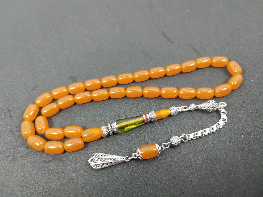 Şevket Alkan Usta İşi̇ 925 Ayar Gümüş Nakkaş İmame  Sıkma Kehri̇bar