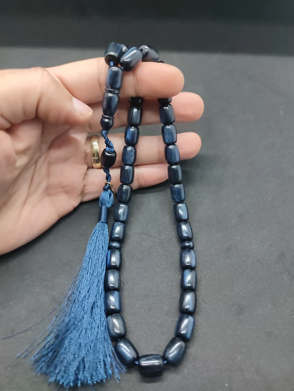 Ebu Zeyn Usta Eseri̇ İmzalı 12 Kat İpe Di̇zi̇li̇ Eski̇ Usul Sıkma Kehri̇bar küçük resim 5