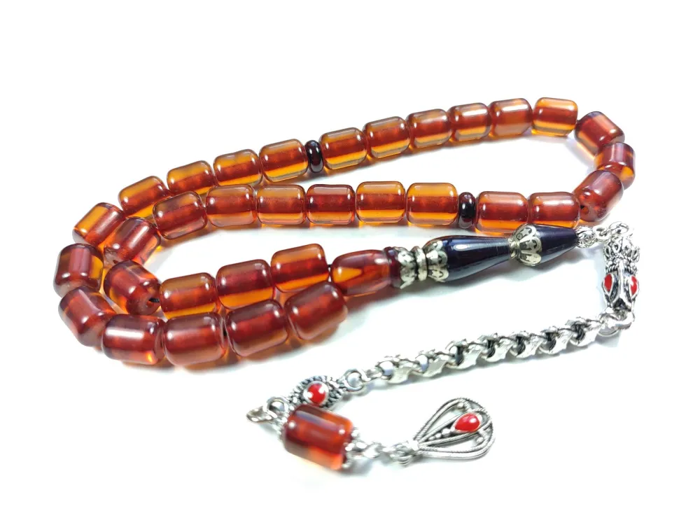 Alman Gümüş Püskül  Nakkaş Gümüş İmame Sıkma Kehri̇bar küçük resim 2