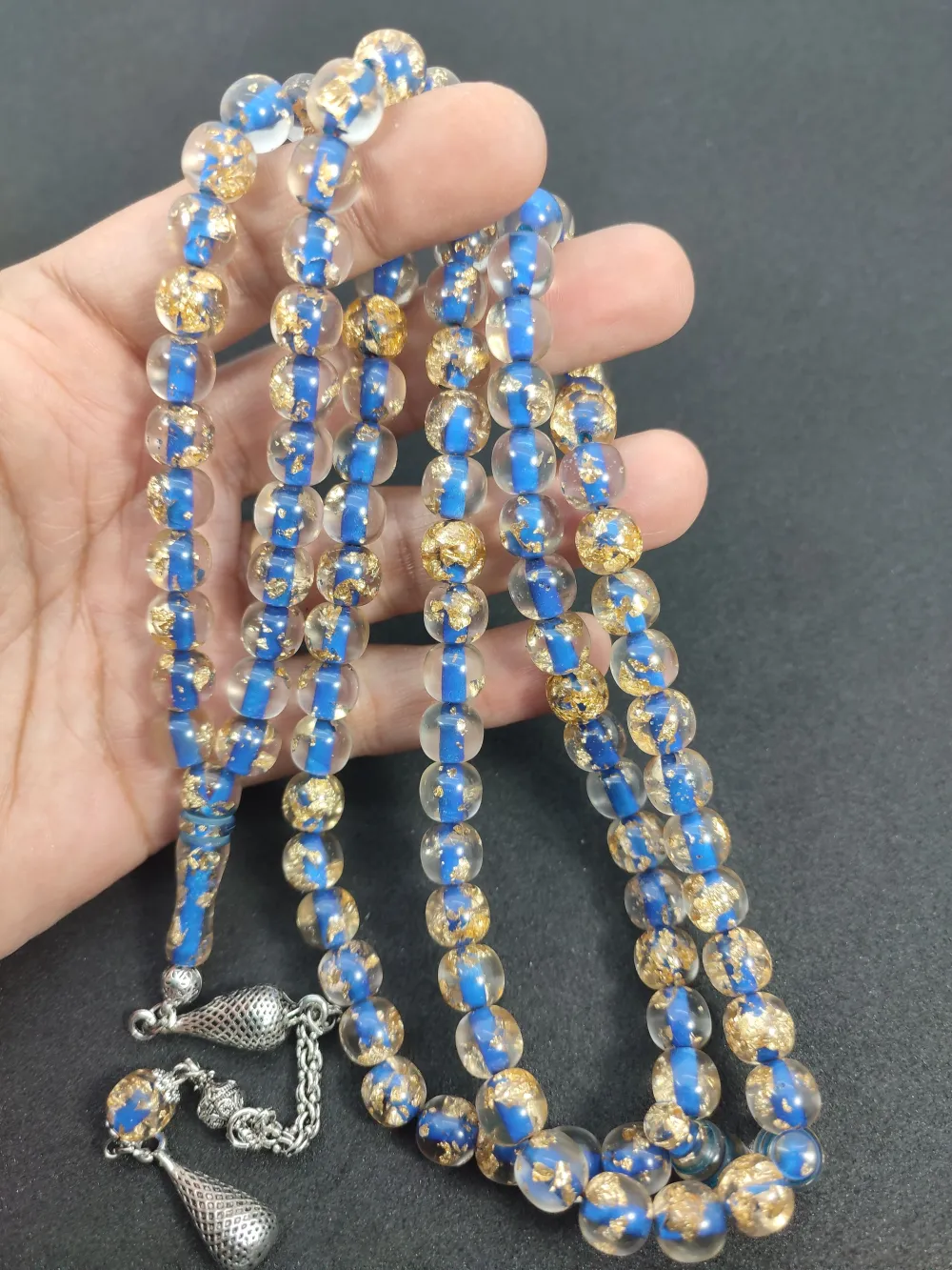 Furkan Gül Usta Eseri̇ Yeni̇lebi̇li̇r Altın Parcacıklı Ateş Kehri̇bar Namaz Tesbi̇hi̇ küçük resim 4