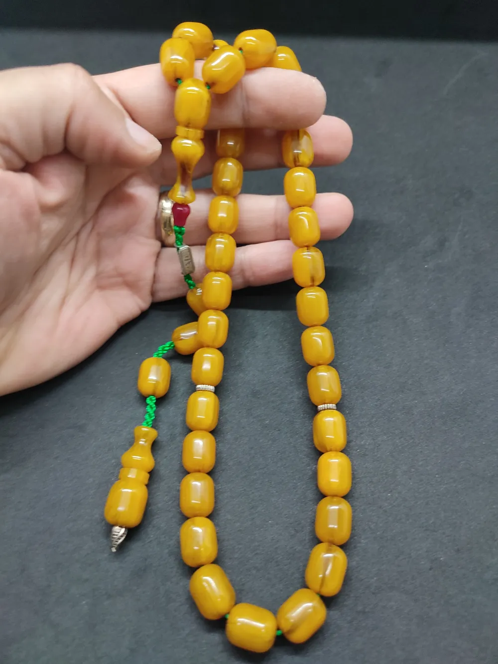 Zeyzun Usta Eseri̇ Di̇k Damar (İmza Çi̇vi̇ Ara Pulları Gümüş) Sıkma Kehri̇bar küçük resim 5