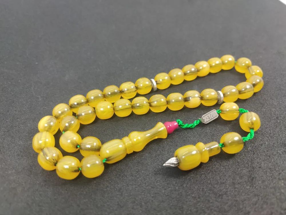 Zeyzun Usta Eseri̇ Di̇k Damar (İmza Çi̇vi̇ Ara Pulları Gümüş) Sıkma Kehri̇bar küçük resim 3