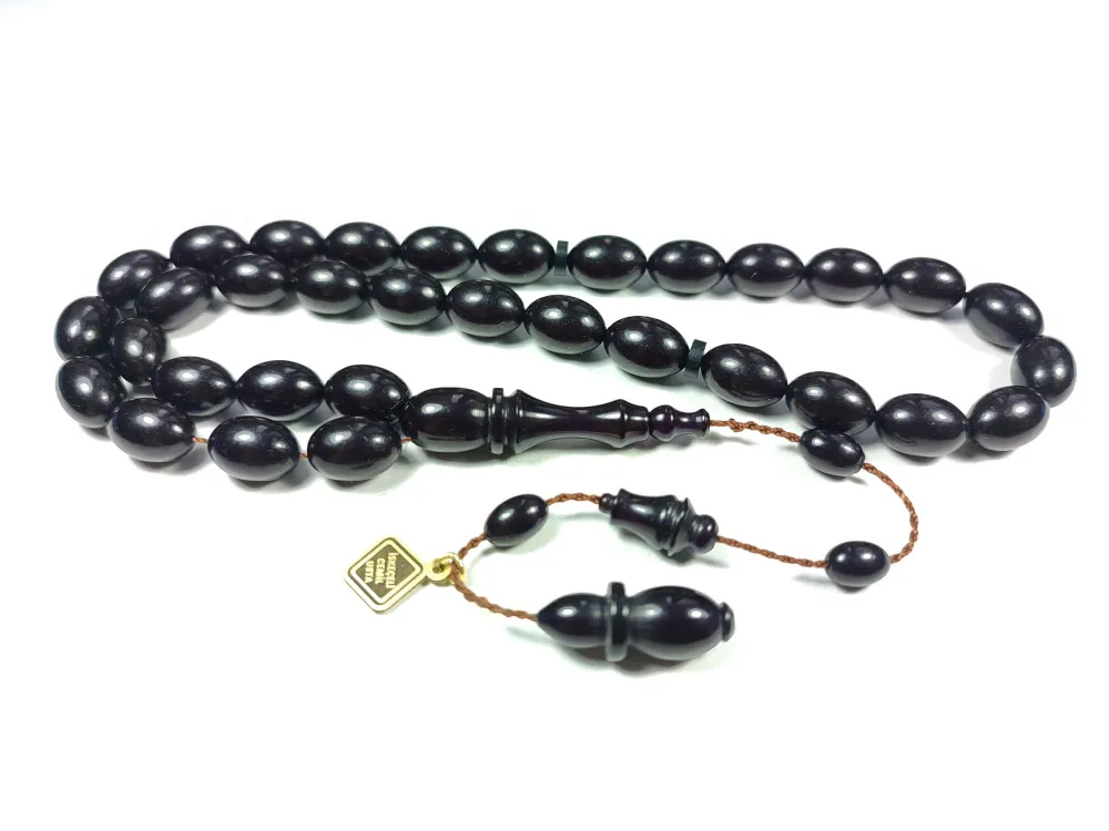 İskeçeli̇ Cemi̇l Usta İşi̇ İmzalı  İnci̇ Si̇yahı Sıkma Kehri̇bar