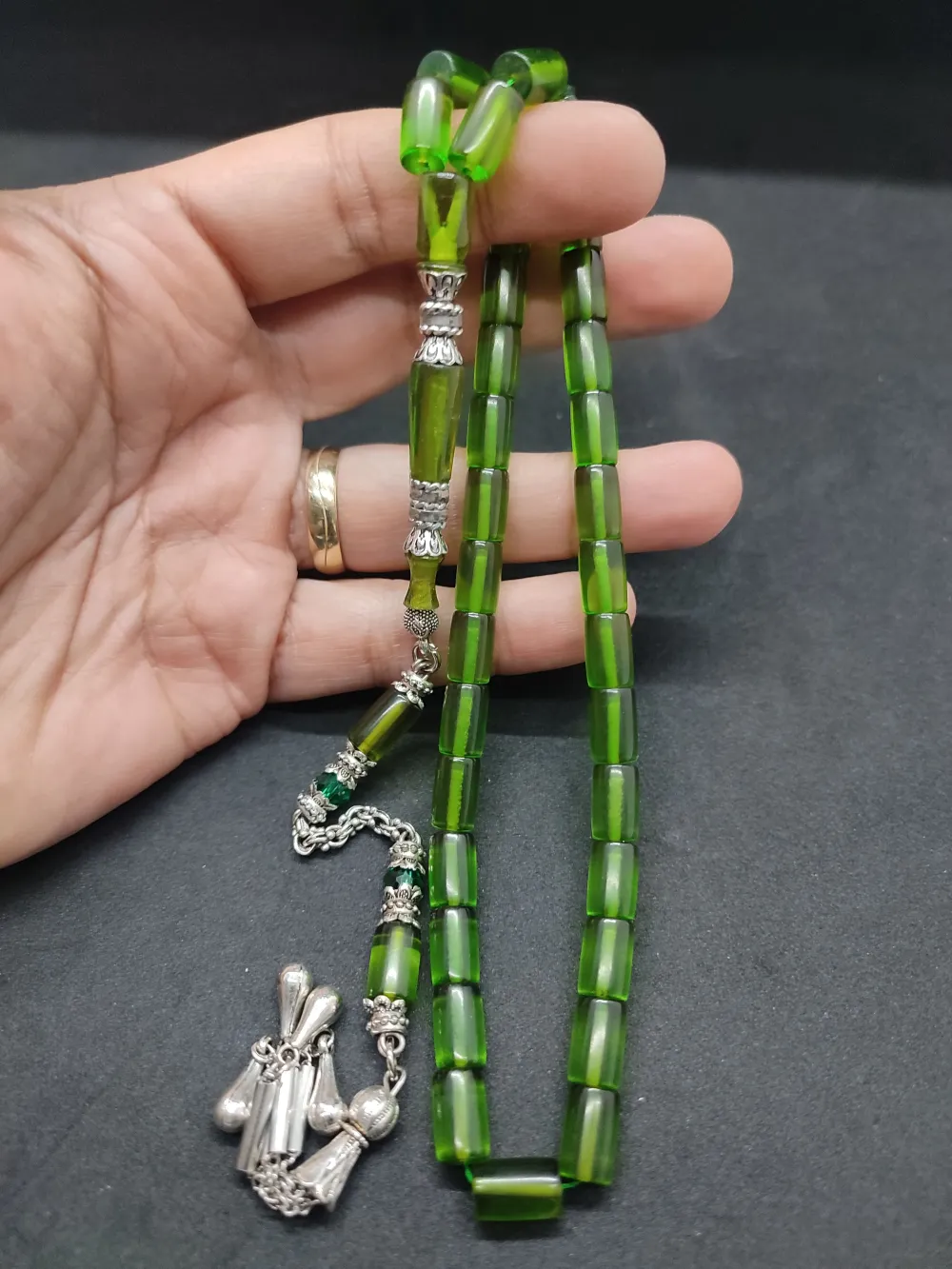 Şevket Alkan Usta Eseri̇ Gümüş Nakkaş İşlemeli̇ Alman Oyun Zar Kehri̇barı küçük resim 4