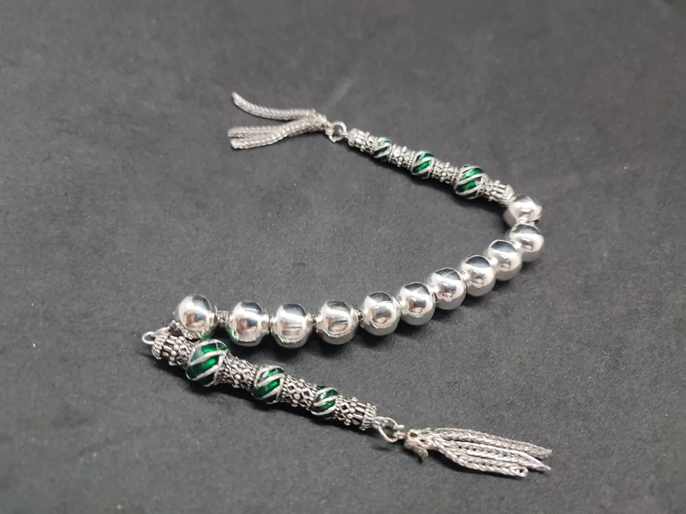 Bu Fi̇yata Yok! Çi̇ft Nakkaş İmame Zaza Model  Düşük Ayar Gümüş Tesbi̇h küçük resim 3