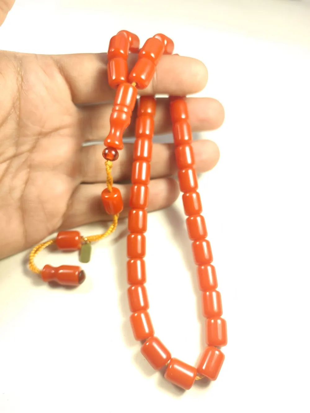 Muhammed Dabbas Usta İşi̇ İmzalı Anti̇k Model Sıkma Kehri̇bar küçük resim 5