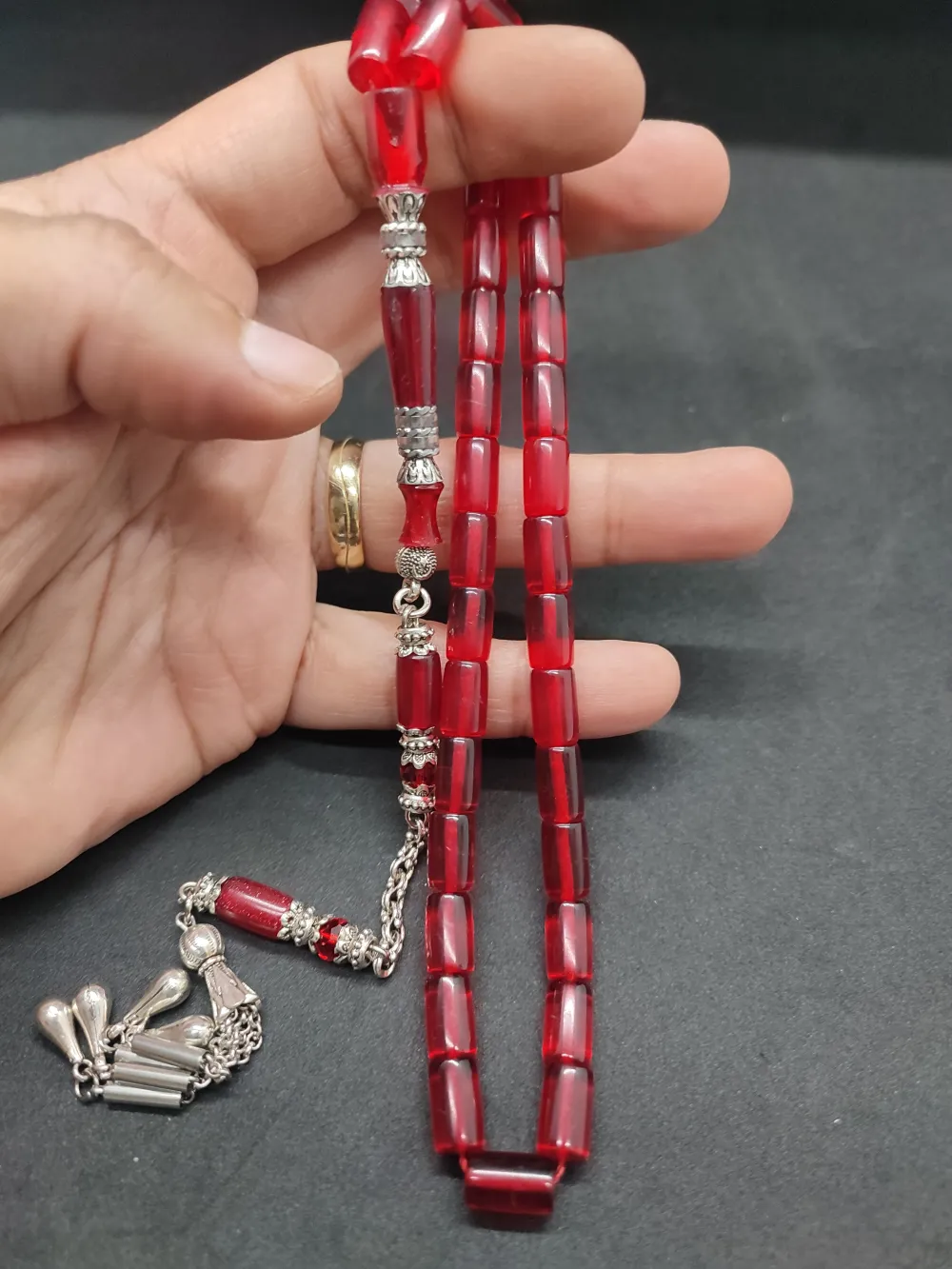 Şevket Alkan Usta Eseri̇ Gümüş Nakkaş İşlemeli̇ Alman Oyun Zar Kehri̇barı küçük resim 4