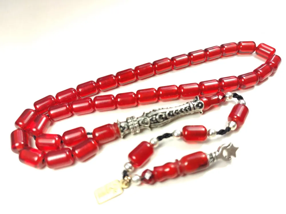 Zeyn Usta İmzalı 925 Ayar Nakkaş İmame Ayyıldız Moti̇fli̇ Hi̇tame Ateş Kehri̇bar