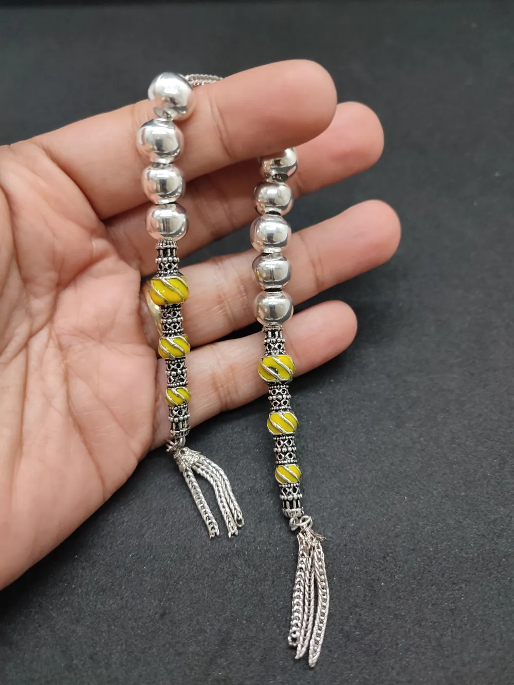 Bu Fi̇yata Yok! Çi̇ft Nakkaş İmame Zaza Model  Düşük Ayar Gümüş Tesbi̇h küçük resim 4