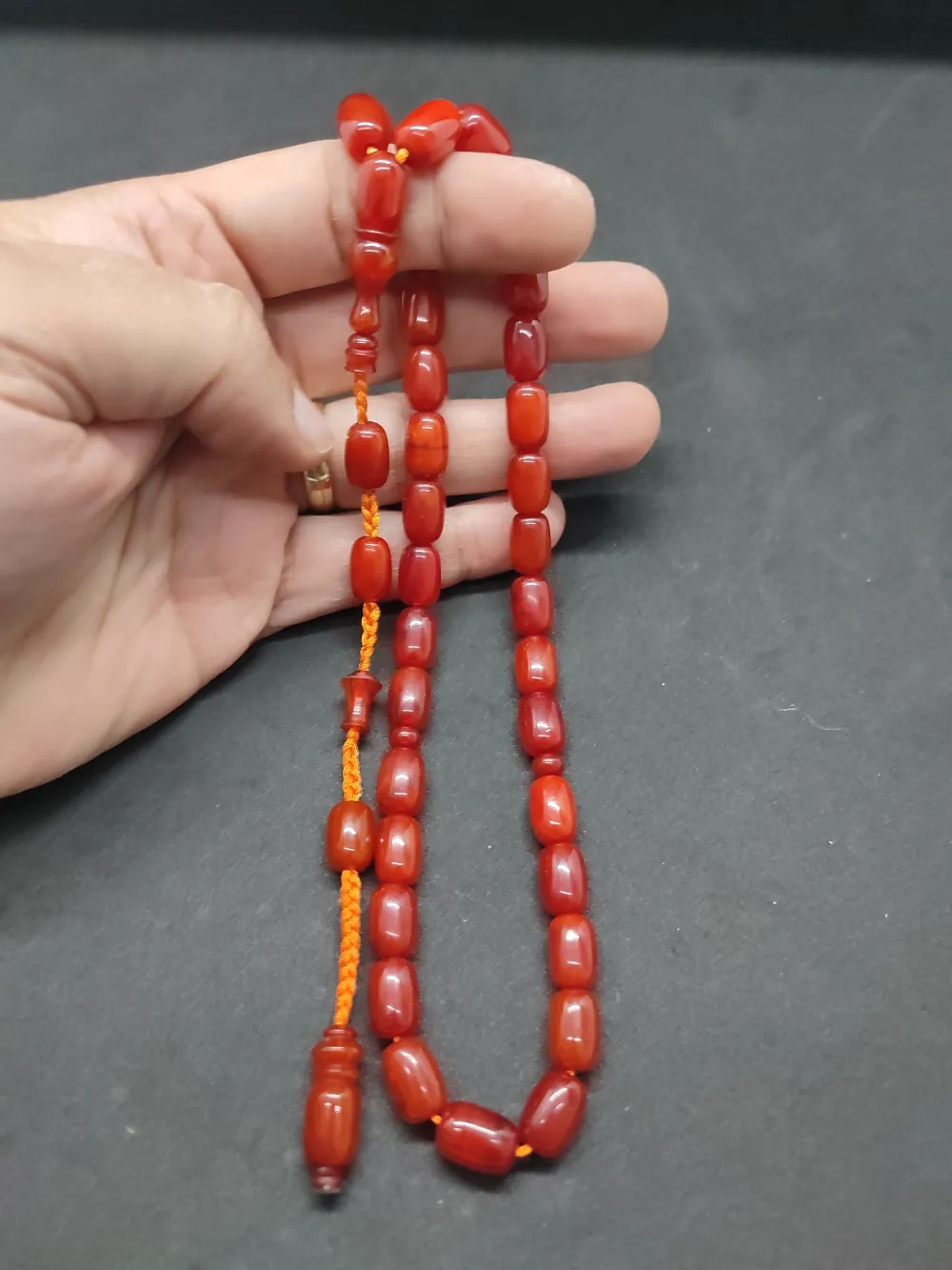 İsa Balkaya Usta Eseri̇  Eski̇ Usul Kat Kat İpe Di̇zi̇li̇ Eski̇ Sıkma Kehri̇bar küçük resim 4