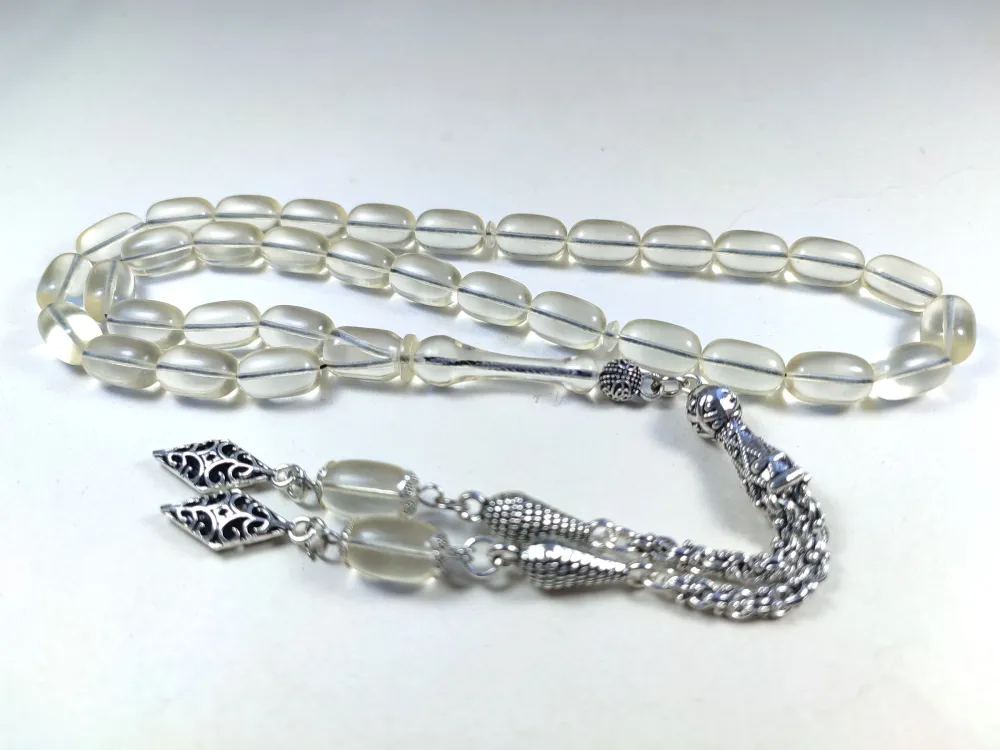 18.09 Gr. Gümüş Püsküllü 0.6 Şeffaf Deli̇m Damla Kehri̇bar (Su Damlası) küçük resim 4