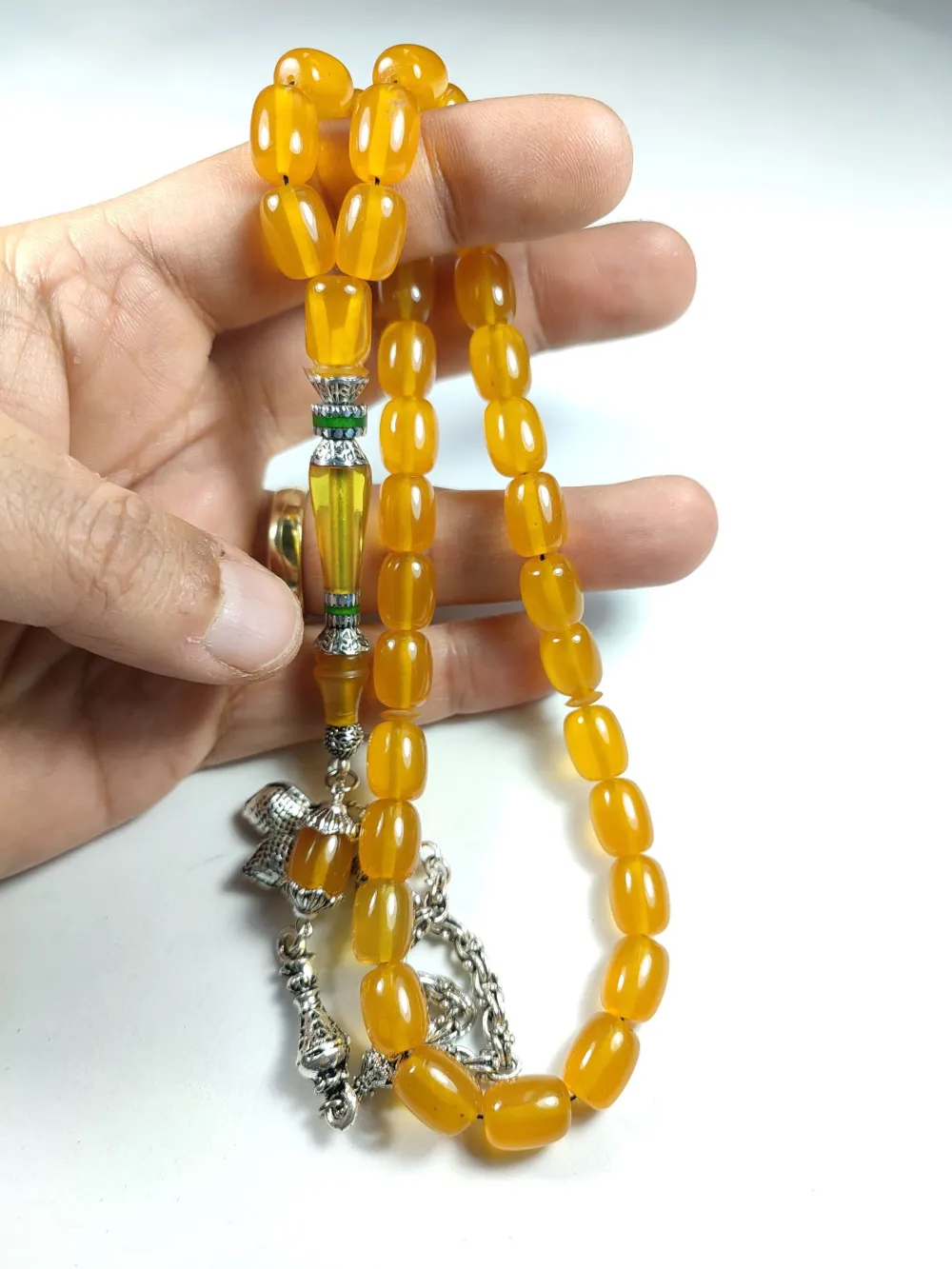 Gümüş Kaplama Püsküllü  Gümüş Nakkaş İmame Sıkma Kehri̇bar küçük resim 4