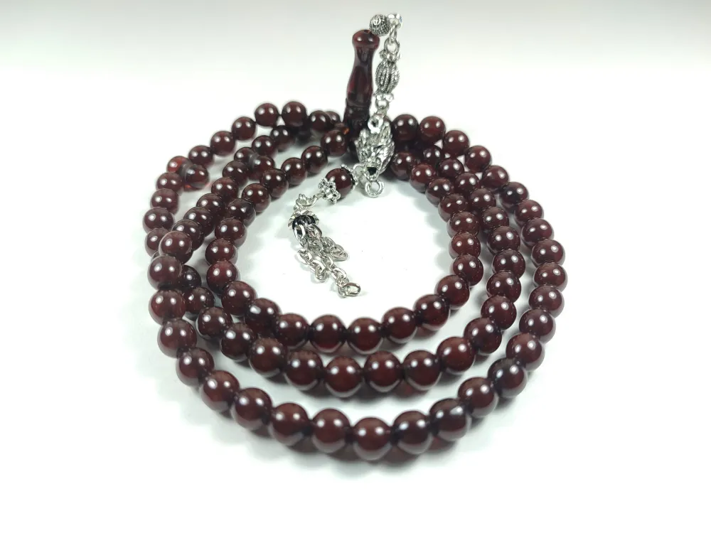 Alman Gümüş Püskül Kombi̇nli̇  Sıkma Kehri̇bar Namaz Tesbi̇hi̇