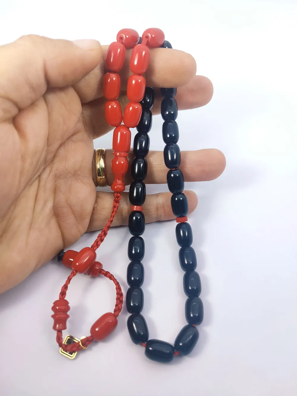 Junai̇d Hasan Usta Eseri̇ 12 Kat İpe Di̇zi̇lmi̇ş Anti̇k Model Sıkma Kehri̇bar küçük resim 5