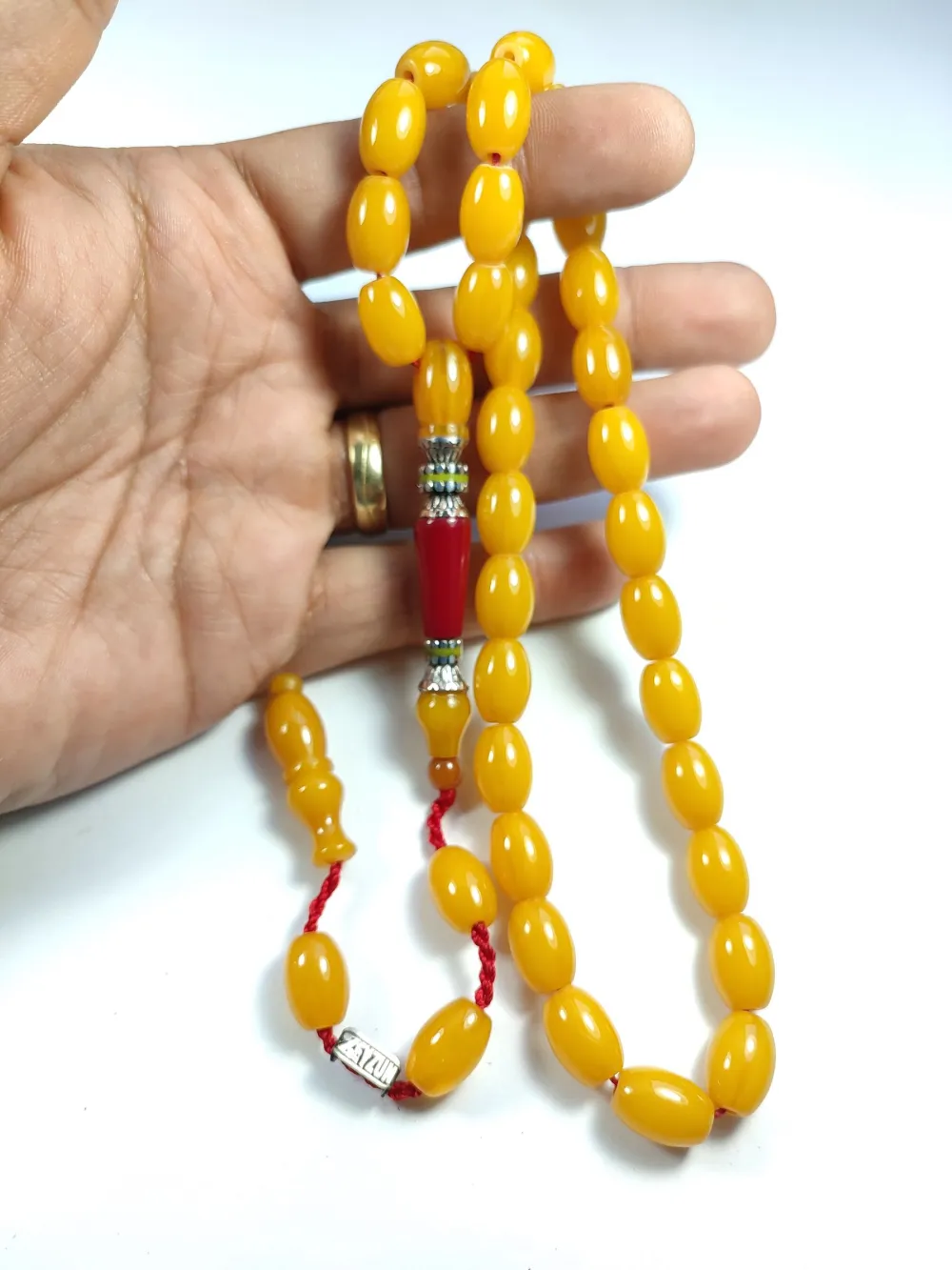 Ebu Zeyn Usta İşi̇ İmzalı Mühürlü Gümüş Nakkaş İmame Sıkma Kehri̇bar küçük resim 5