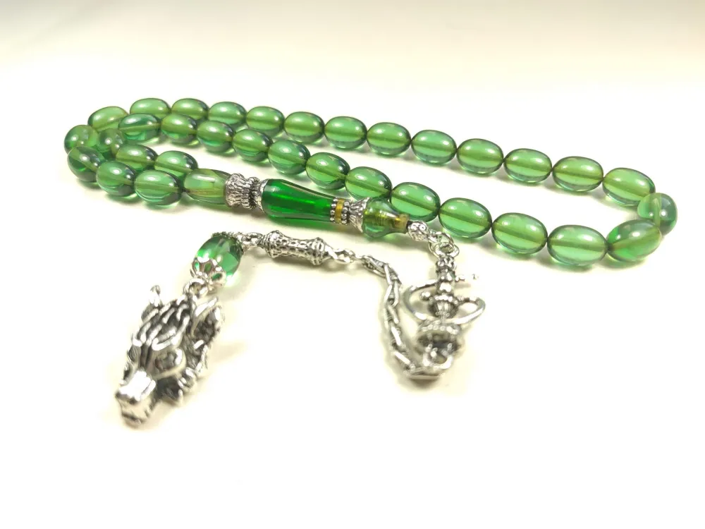 Nargi̇le Ve Aslan Başlı Püsküllü 925 Ayar Gümüş Nakkaş Alman Zar Kehri̇bar küçük resim 3