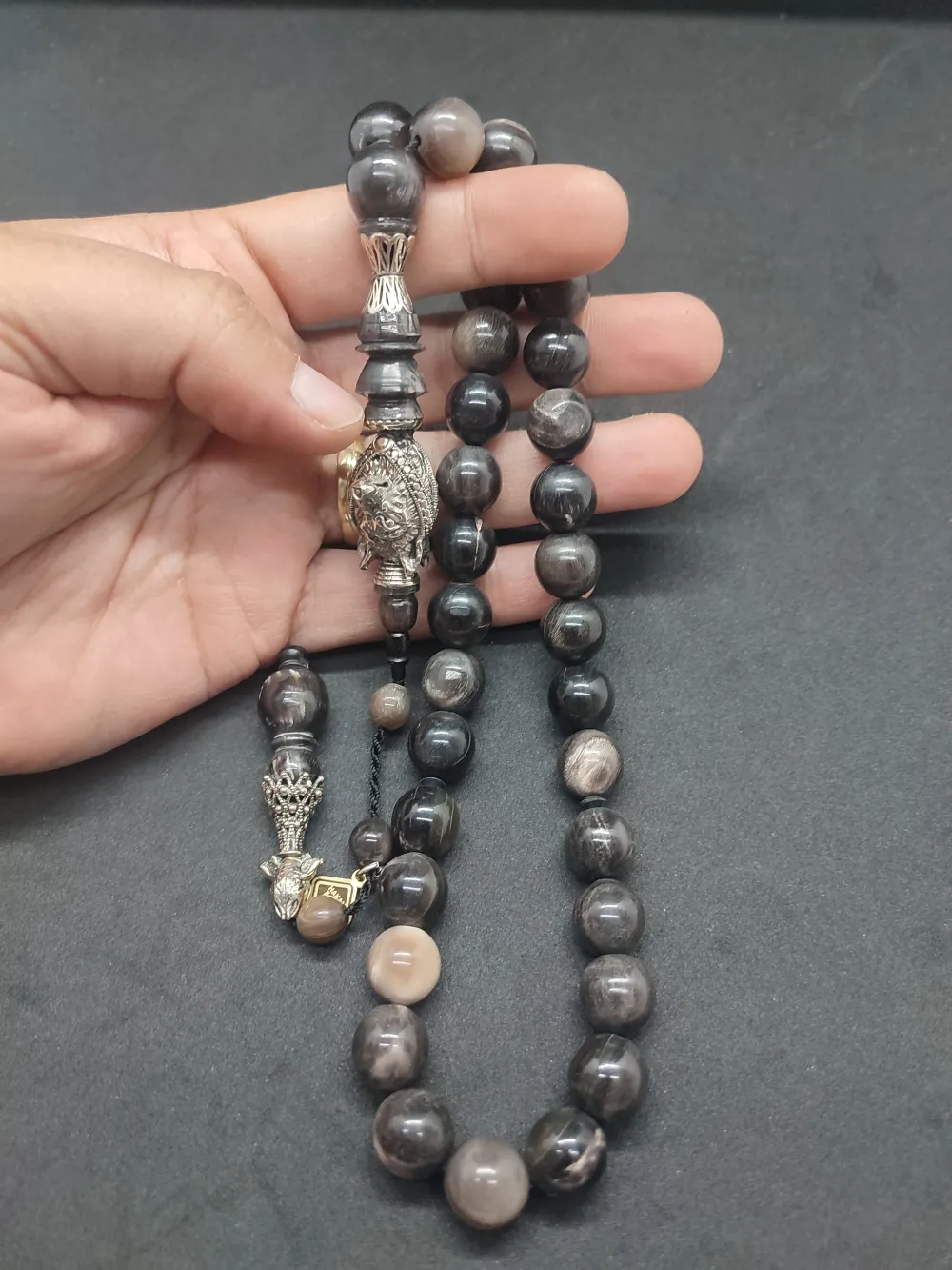 Hakan Kaya Usta  El İşçi̇li̇kli̇ Ağır Gümüş Nakkaşlı İri̇ Boy Naturel Bufalo Boynuzu küçük resim 4