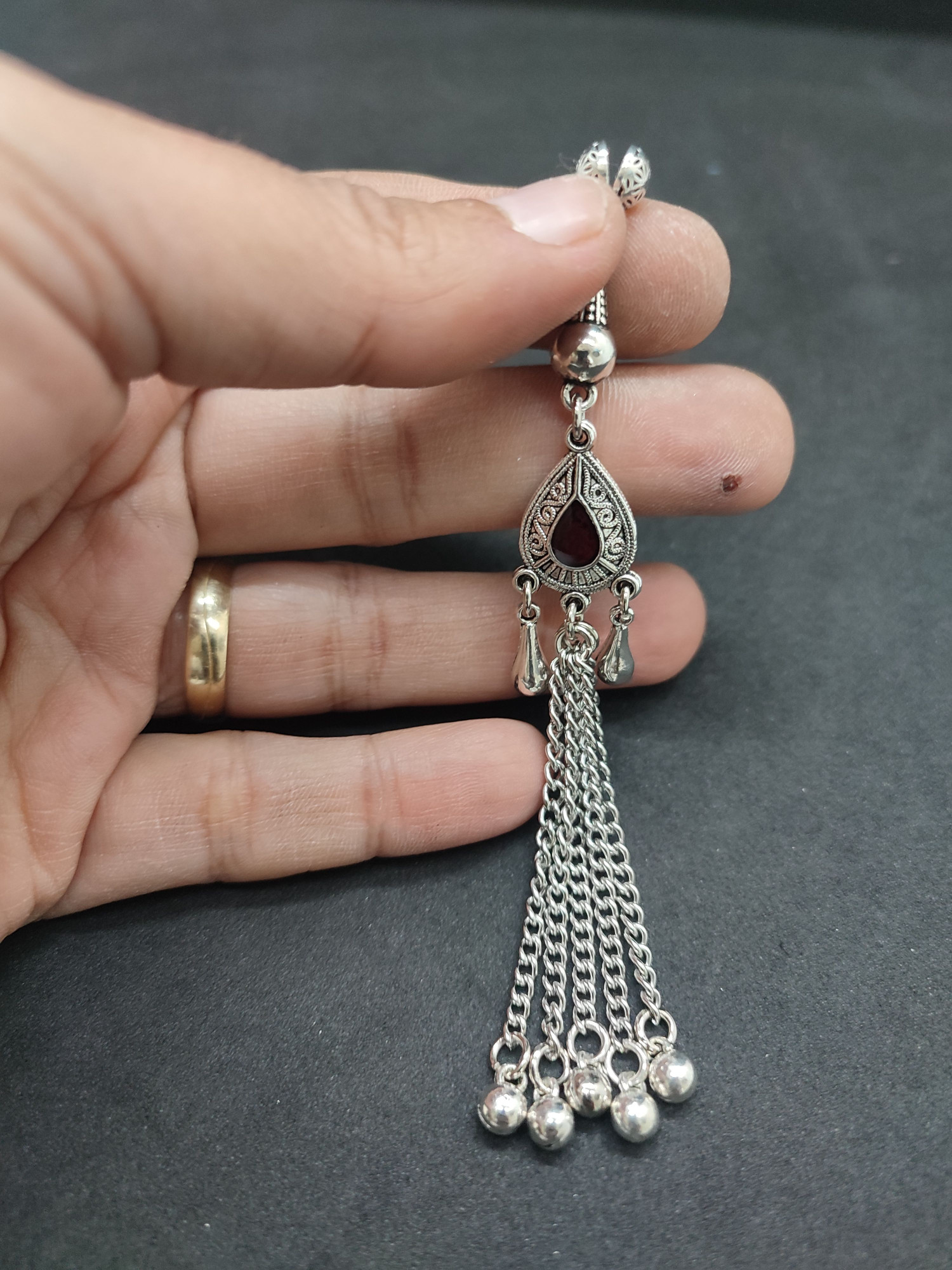 475 Ayar Gümüş Tesbi̇h Püskülü-1049 küçük resim 2