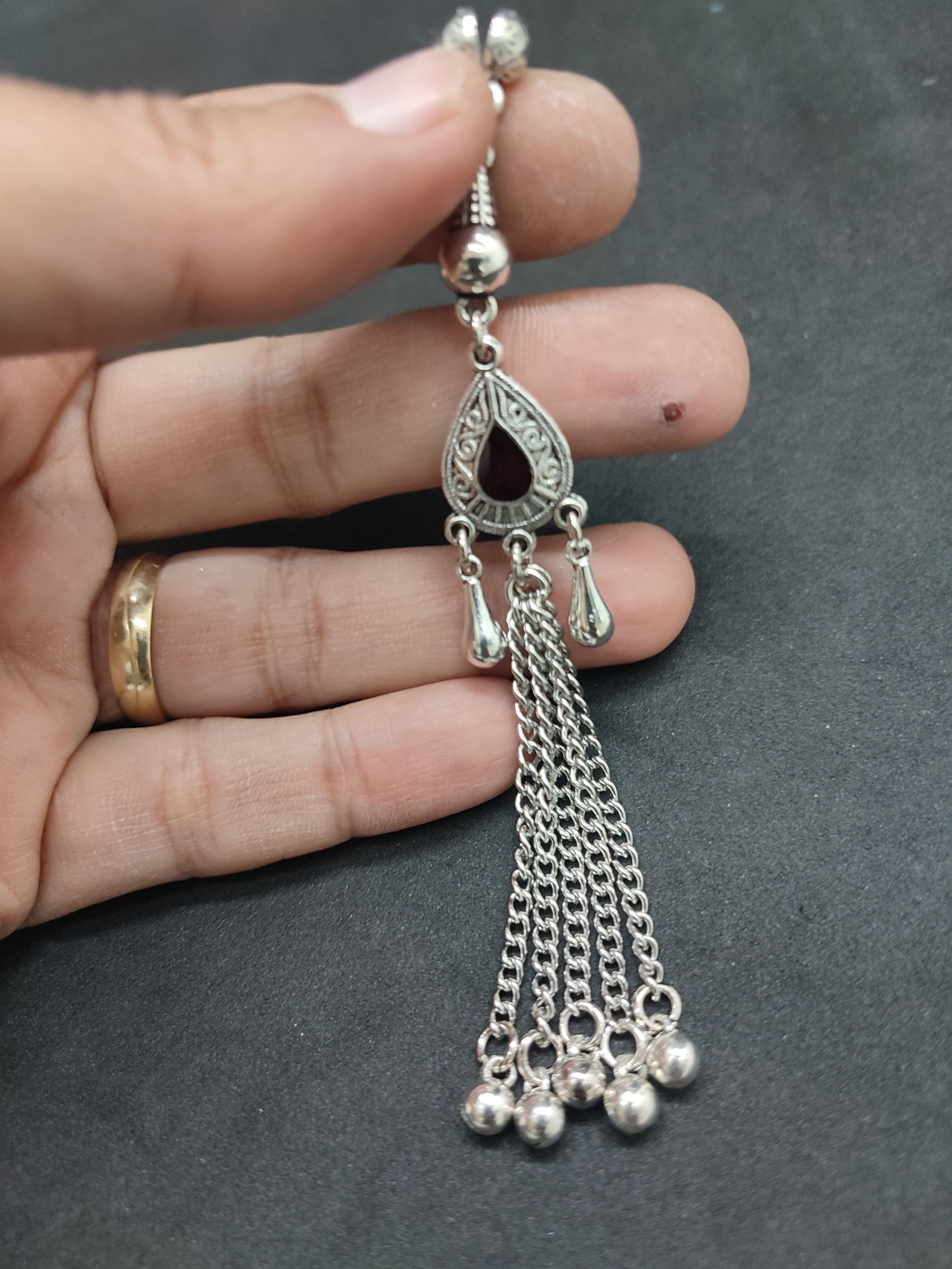 475 Ayar Gümüş Tesbi̇h Püskülü-1049 küçük resim 3