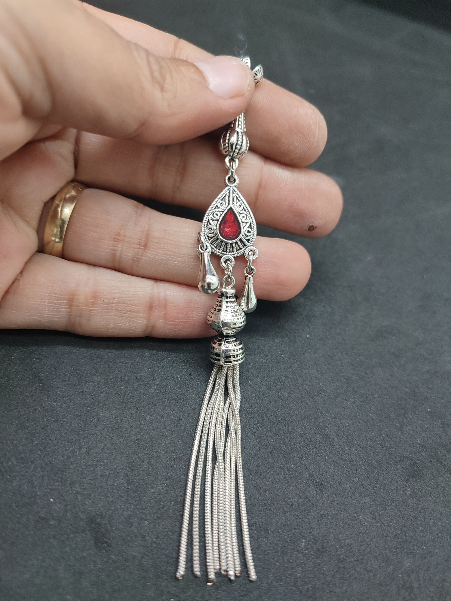 475 Ayar Gümüş Tesbi̇h Püskülü-1053 küçük resim 2