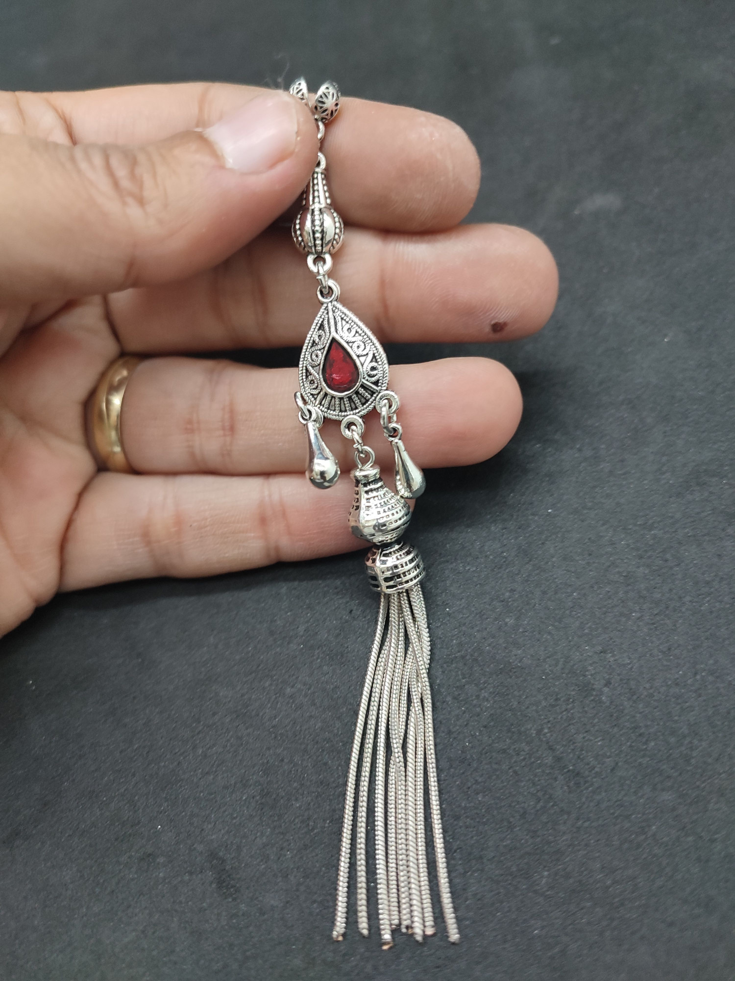 475 Ayar Gümüş Tesbi̇h Püskülü-1053 küçük resim 3